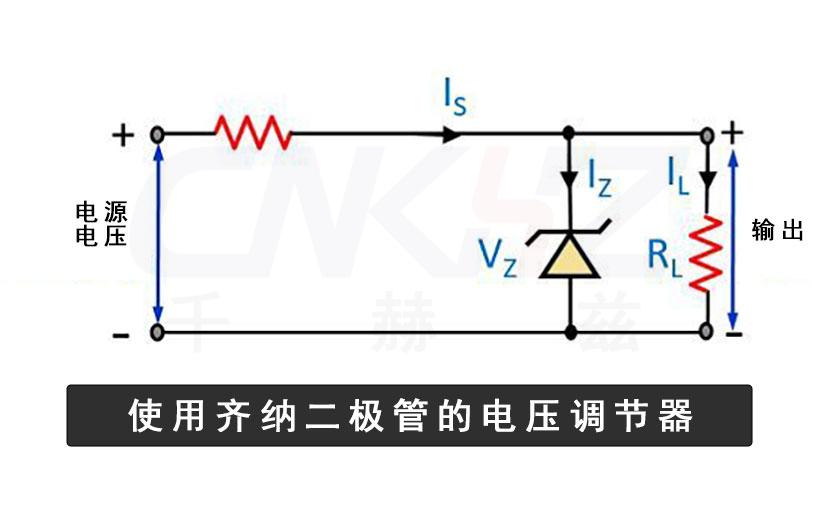 齐纳二极管的稳压器电路图.jpg